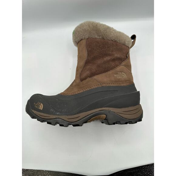 North Face Greenland Brown Zip Waterproof Winter Boots Size 8 Faux Fur Shearling - Picture 9 of 15